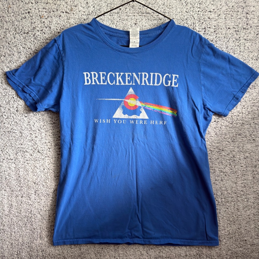 Breckenridge Colorado Wish You Were Here Pink Floyd Parody Graphic Tee Blue M
